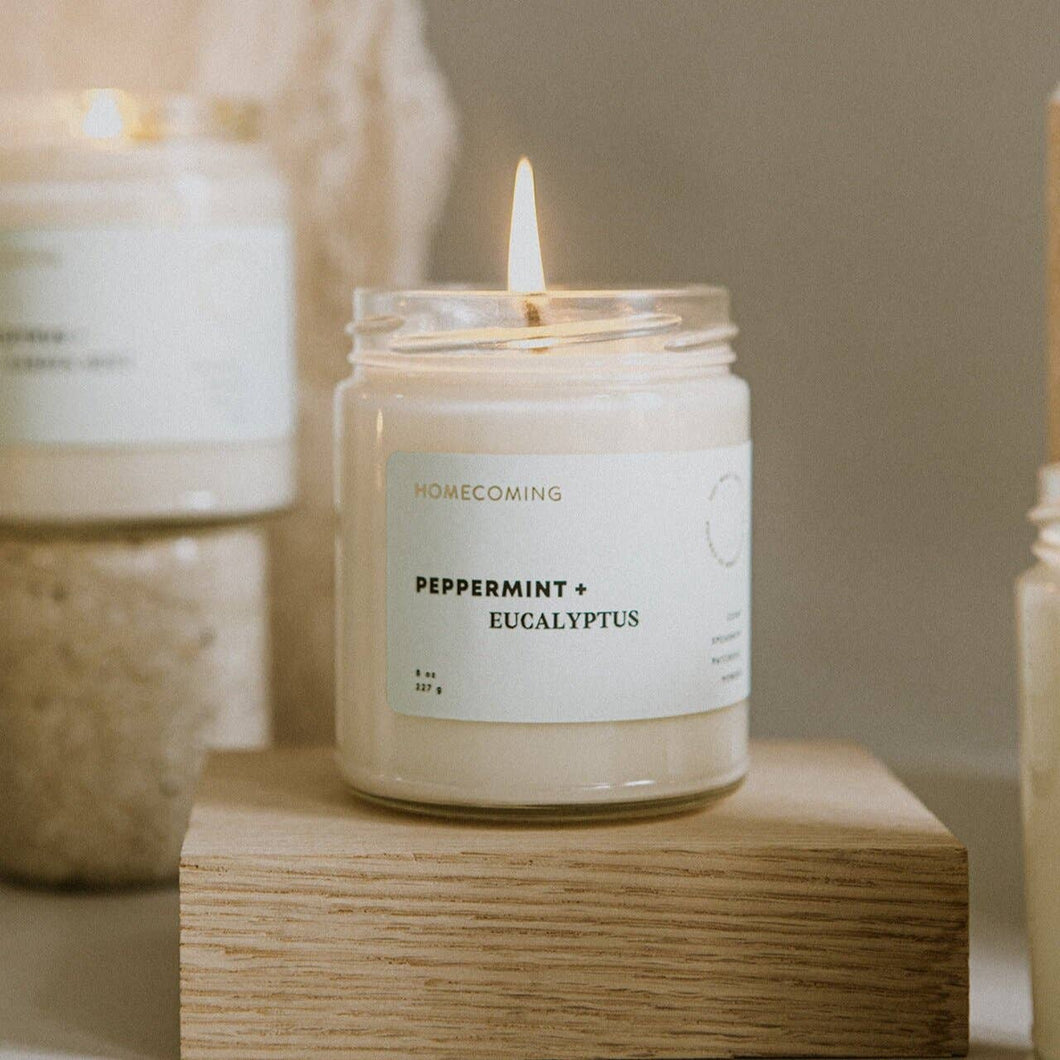 PEPPERMINT + EUCALYPTUS SOY WAX CANDLE