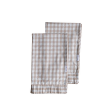 Load image into Gallery viewer, RUFFLE BEIGE GINGHAM KITCHEN DISH TOWEL
