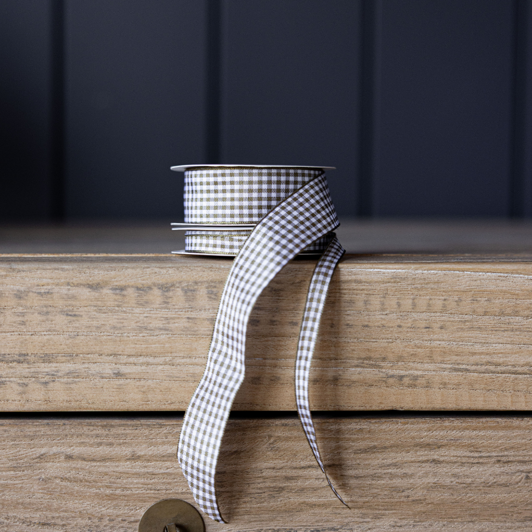 GINGHAM OLIVE HOLIDAY RIBBON