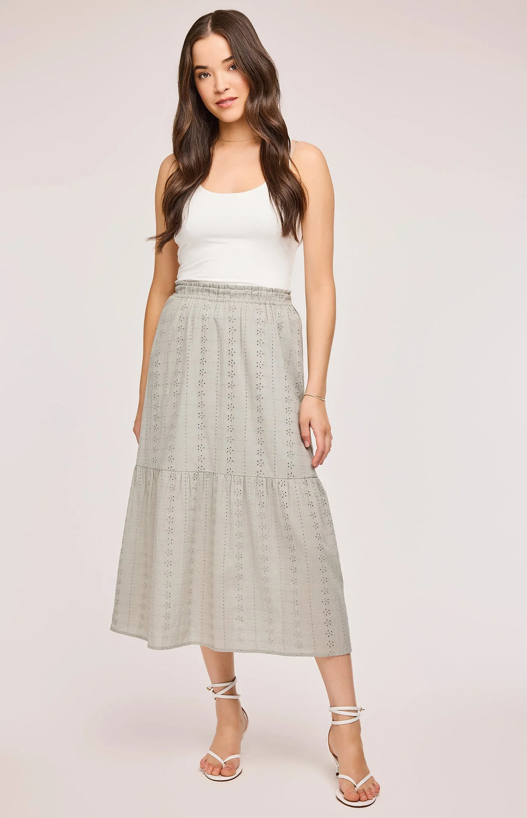 MADRID EYELET MIDI SKIRT