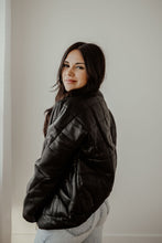 Load image into Gallery viewer, LEATHER PUFFER JACKET
