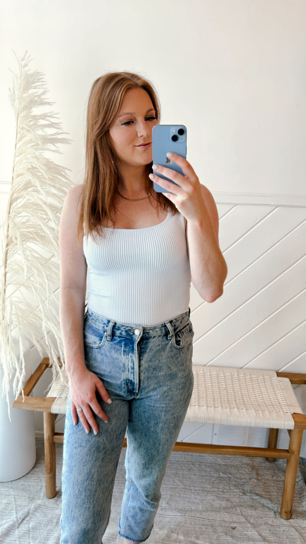 RIBBED BODYSUIT - AIRY BLUE