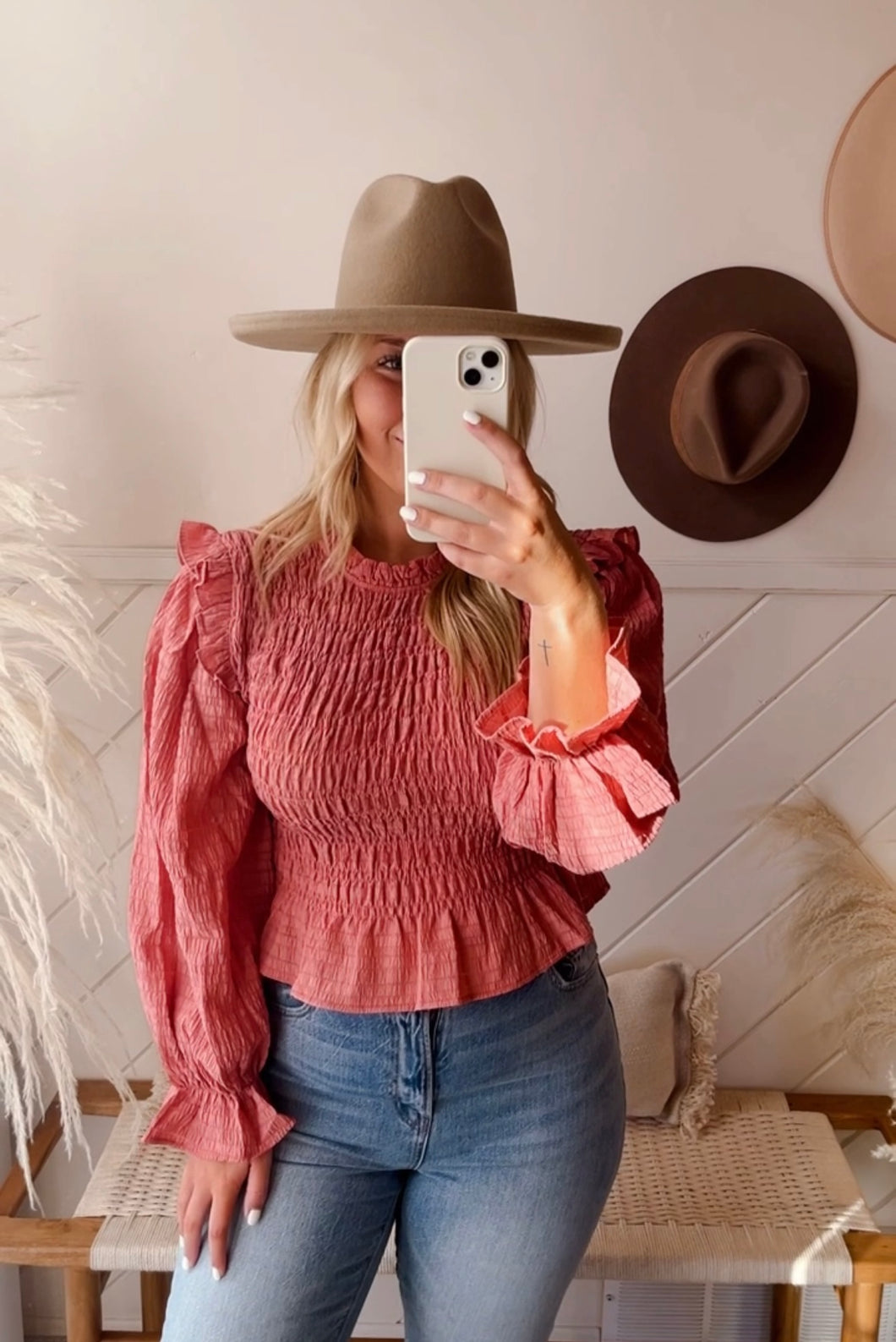 LILA SMOCK TOP